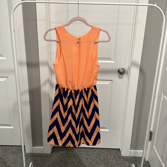 Coral and Blue Chevron Dress - Picture 2 of 3